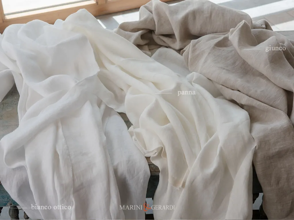 Tessuto Lino Bianco Ottico Panna Giunco Basic Acaya