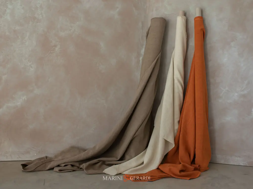 Tessuto Lino Cuoio Prelavato Stone Washed Macao Gesso Kaki Per Tappezzeria