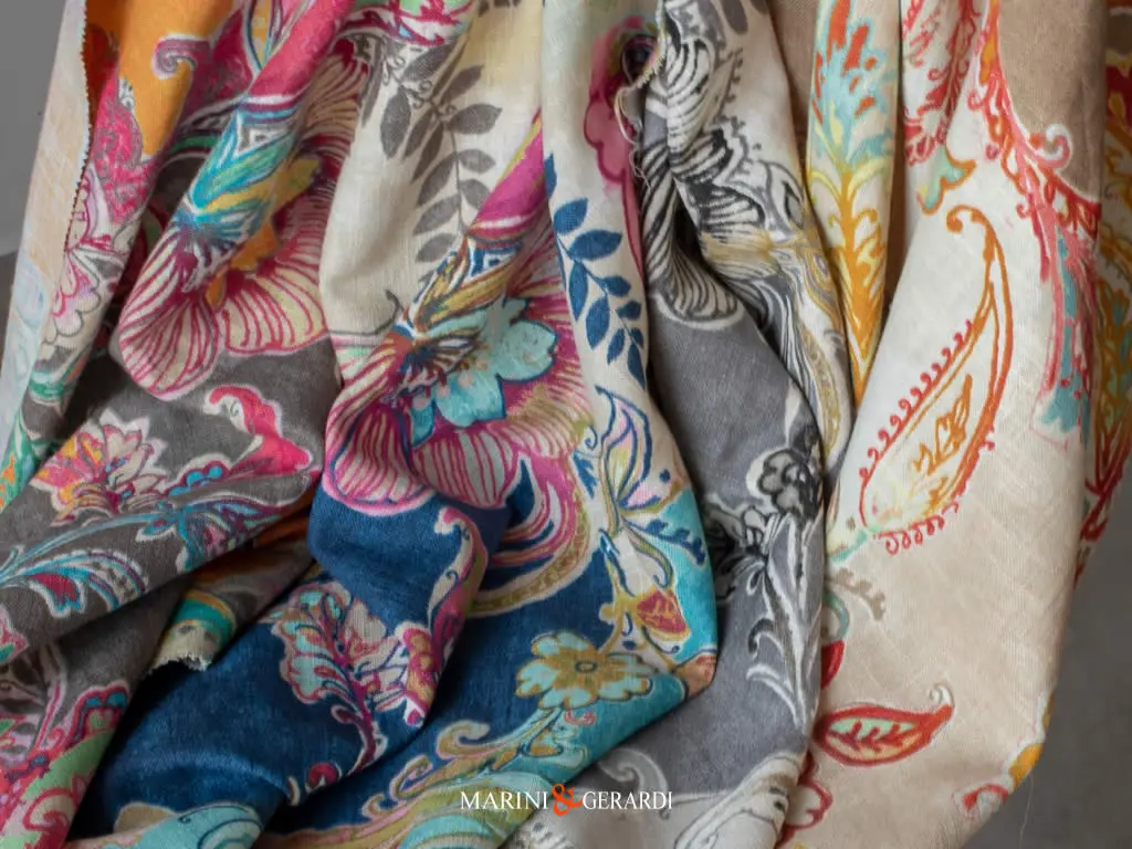 Tessuto Lino Viscosa A Metraggio Colori Primavera Botticelli Per Tappezzeria