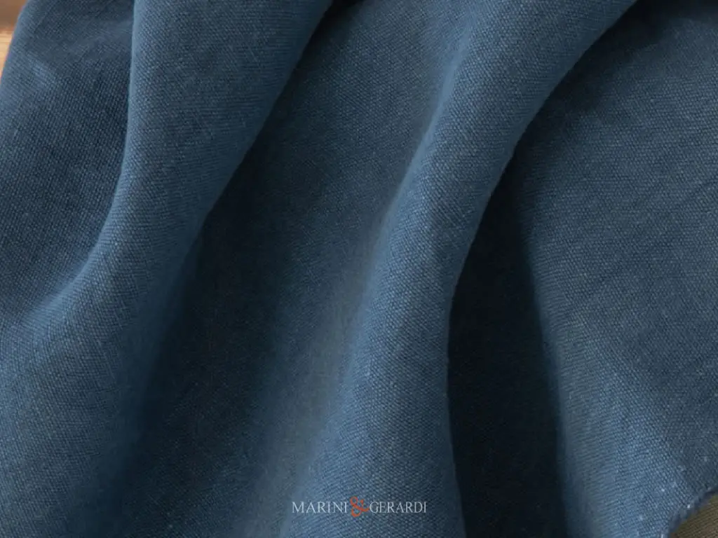 Blu Jeans 116 Tessuto Lino Froisse Stone Washed Per Divani