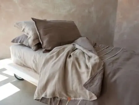 Duchessa Copripiumino Lino Federe Cuscini Colori Terra Umbra Tortora Double Face