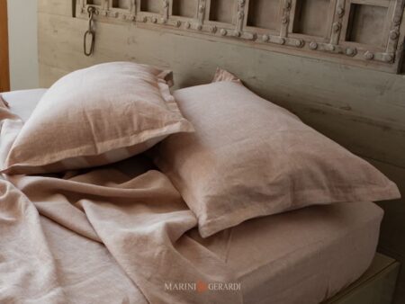 Federe Cuscini Letto In Lino Vino Rose
