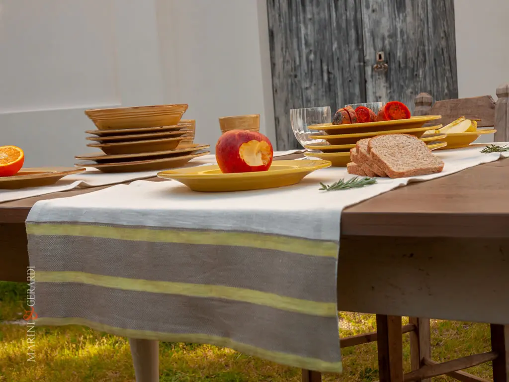 Runner Tavolo Lino Tovaglietta Americana Made In Italy Gialla