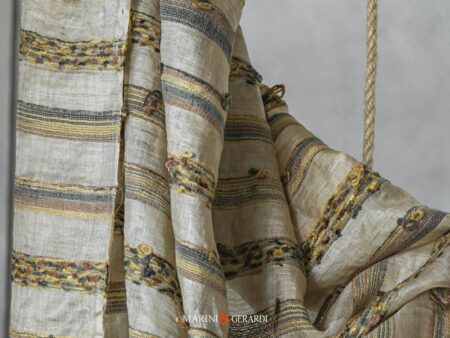 Tessuti Per Tende In Pura Seta Righe Verde Argento Giallo