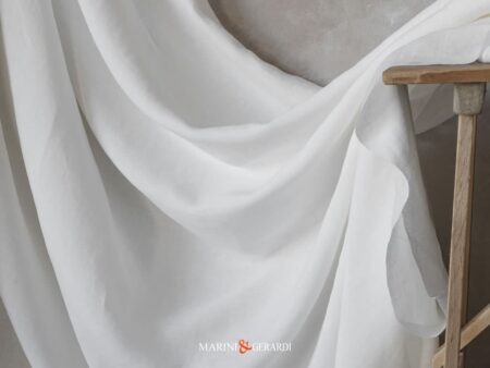 Tessuto Per Tende In Lino Bianco Stropicciato Acaya