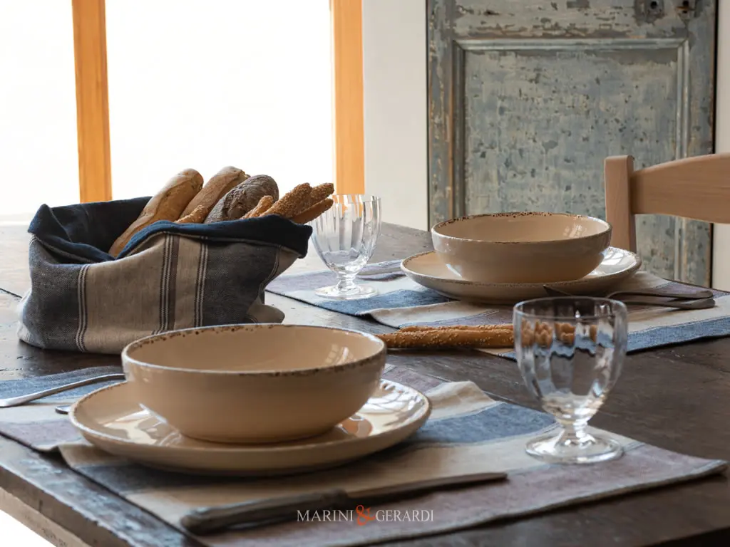 Portapane Tovagliette Americane Design Jaquard In Lino