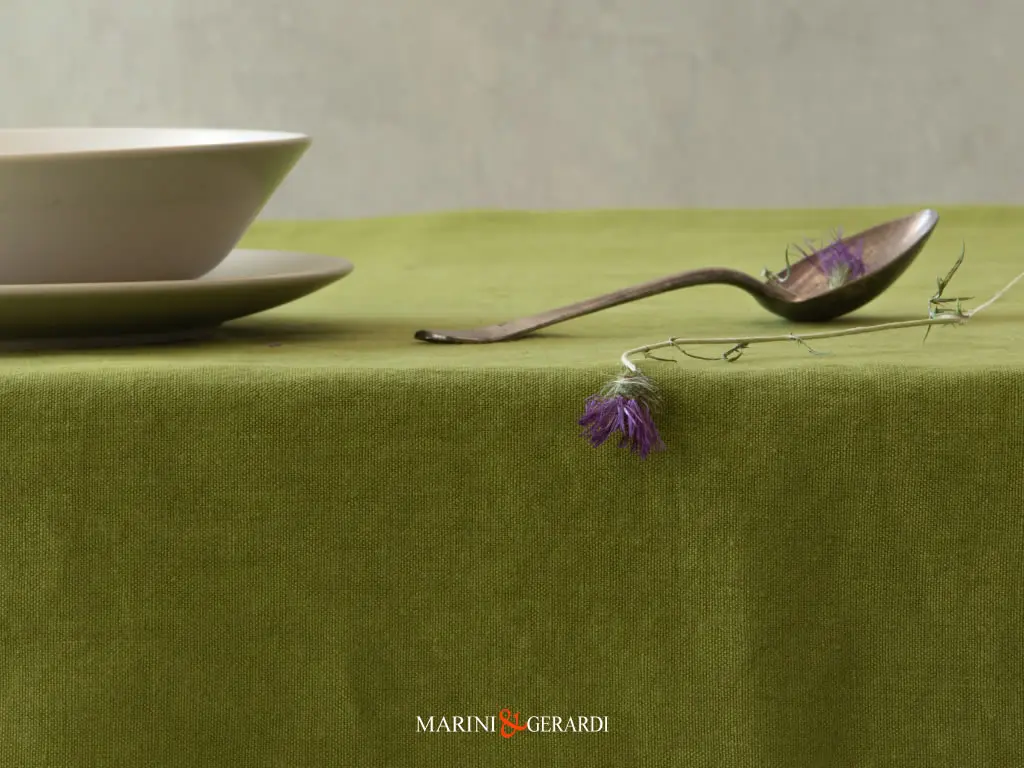 Runner Tavolo Elegante Verde Acido Lino Froisse Capriccio Divino