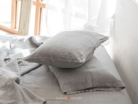 Set Lenzuola In Lino Cenere Federe Cuscini 02