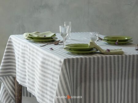 Tovaglie Moderne A Righe Tovaglioli In Lino Bianca Grigia Cycas