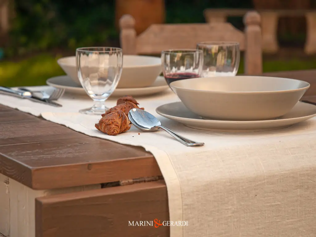 Runner Tavola Di Lino Colore Panna