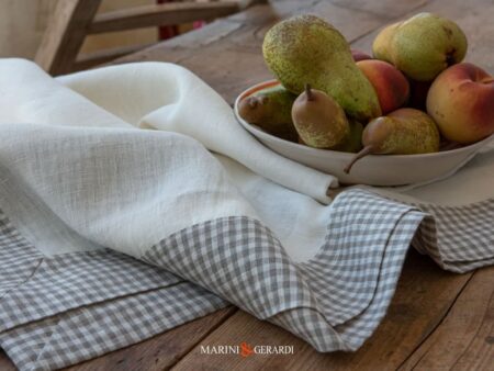 Tovaglia Da Tavola Lino Country Nashville Bianca Bordo Quadri