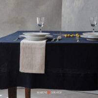 Home Tovaglie Eleganti Moderne In Lino Blu Denim