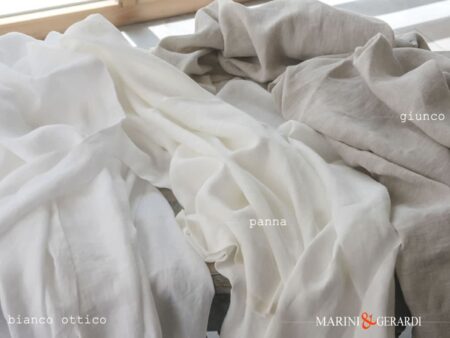Tessuto Lino Bianco Ottico Panna Giunco Basic Acaya