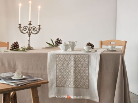 Tovaglia Da Tavola Di Lusso Runner Ricamato Tessuto Lino