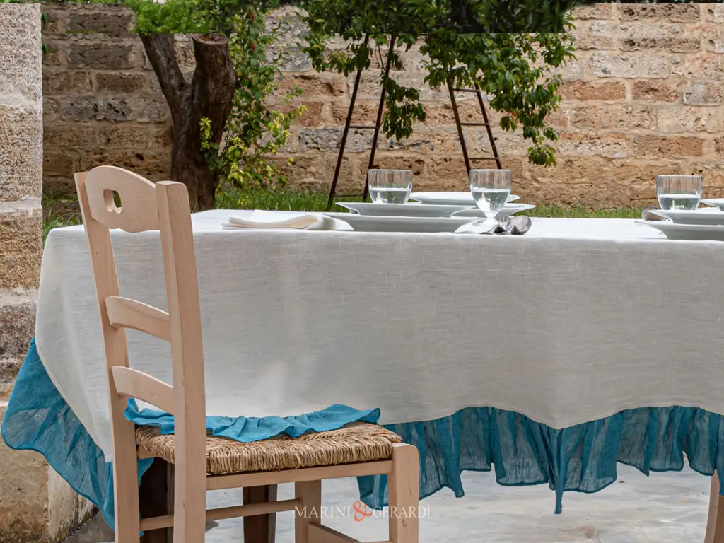 Tovaglia Da Tavola Provenzale Da 12 Posti Con Balza Turchese