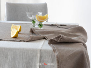 Tovaglia Da Tavola Tessuto Lino Bianco Runner Corda Romeo Giulietta