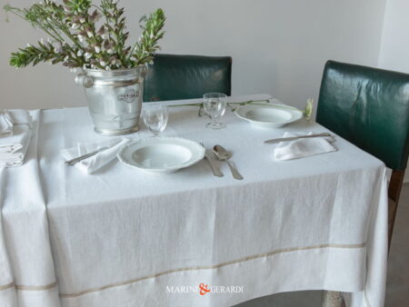 Tovaglia Matrimonio Eventi Speciali Lino Bianco Stropicciato Con Tovaglioli