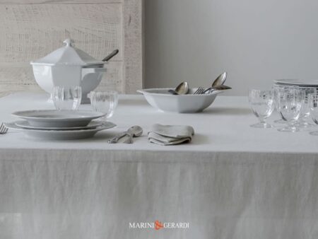 Tovaglia Rettangolare Lino Su Misura Bianco Perla