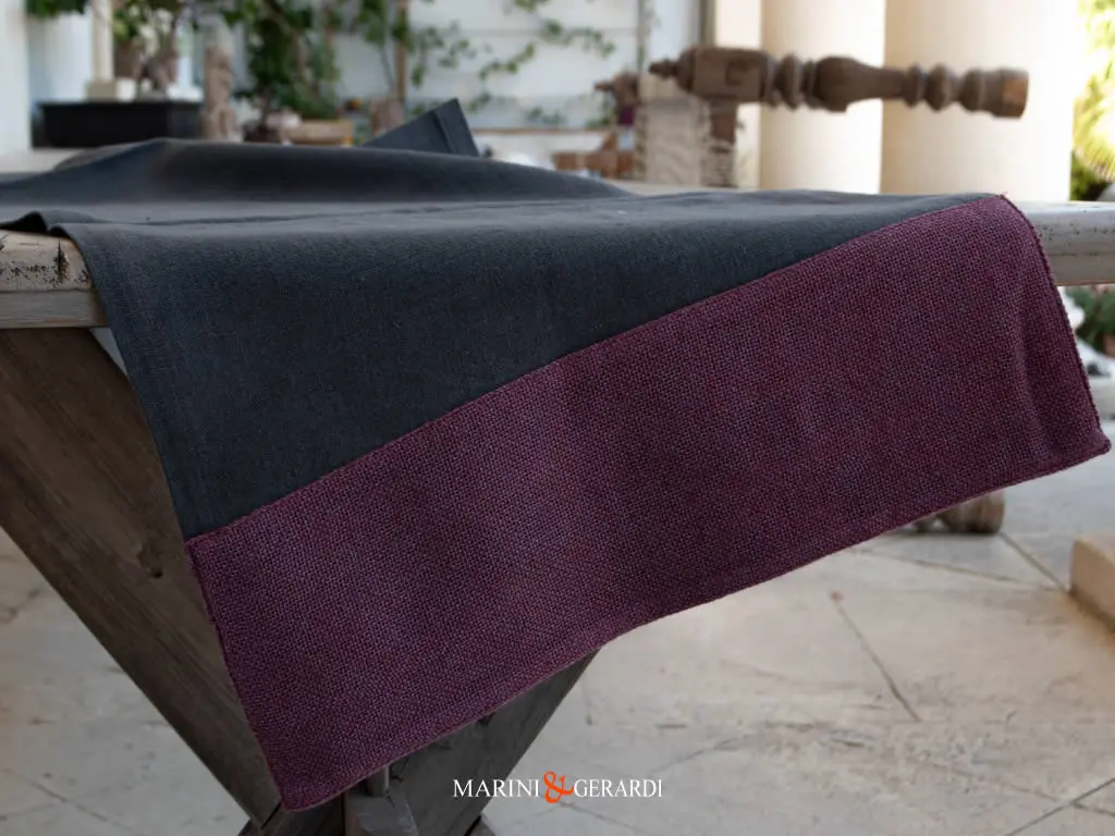 Tovaglia Runner Antracite Violacciocca In Lino