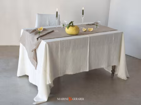 Tovaglie Da Tavola Eleganti Moderne In Lino Bianca Con Runer Romeo Giulietta