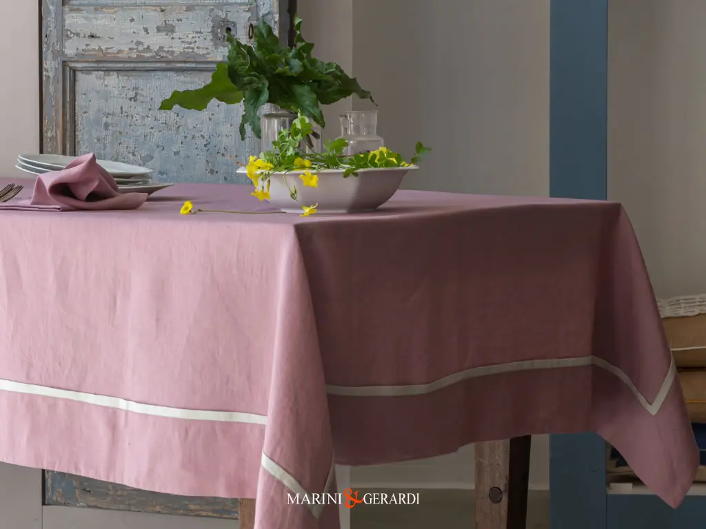 Tovaglie Personalizzate Moderne Puro Lino Fior Di Loto Con Tovaglioli