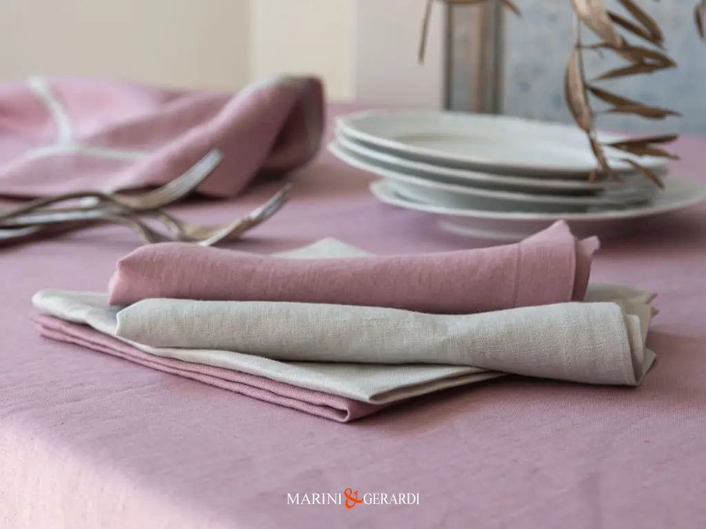 Tovaglie Personalizzate Puro Lino Fior Di Loto Con Tovaglioli