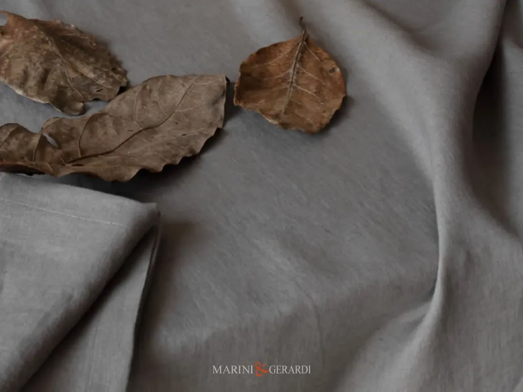 Tovaglie Rettangolari Grandi Di Lino Con Tovaglioli Grigio Cenere