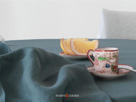 Tovaglie Rettangolari Grandi Di Lino Con Tovaglioli Verde Petrolio