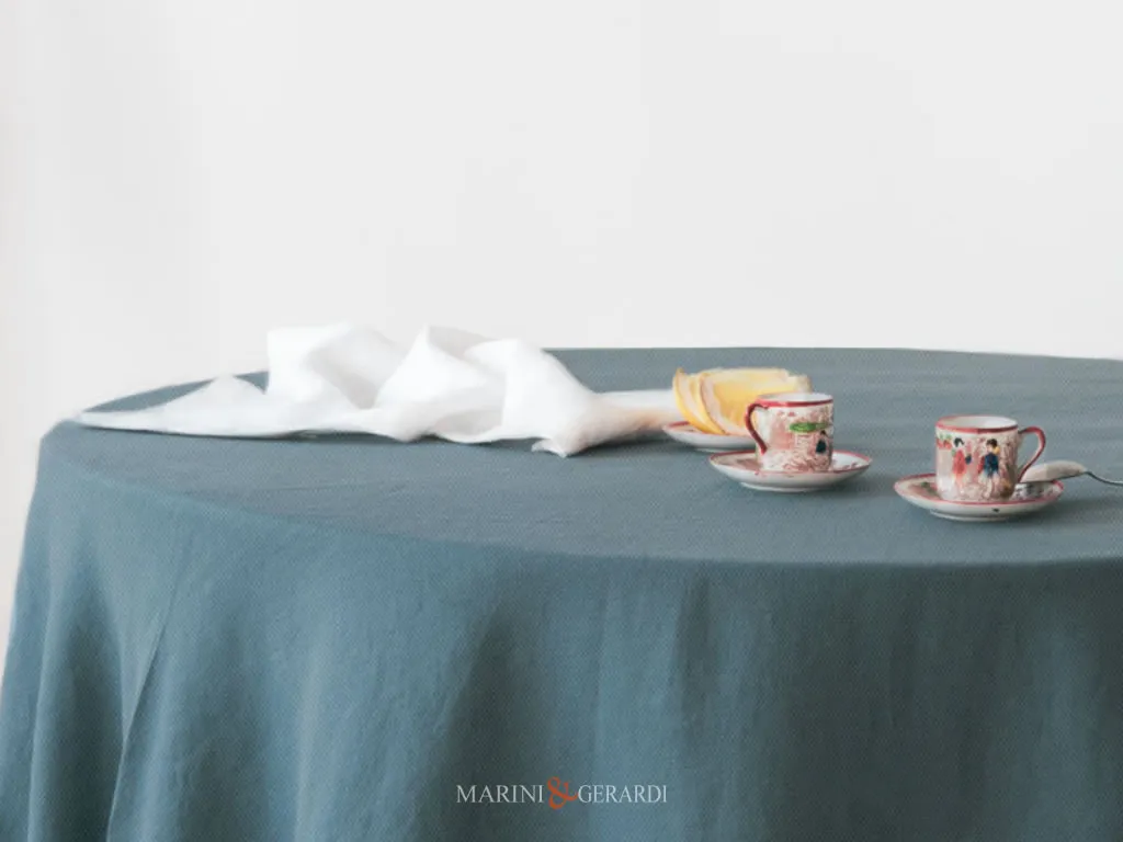 Tovaglie Rotonde Grandi Rettangolari Di Lino Con Tovaglioli Verde