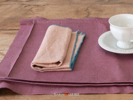 tovaglietta americana antimacchia colazione in lino plisse malva
