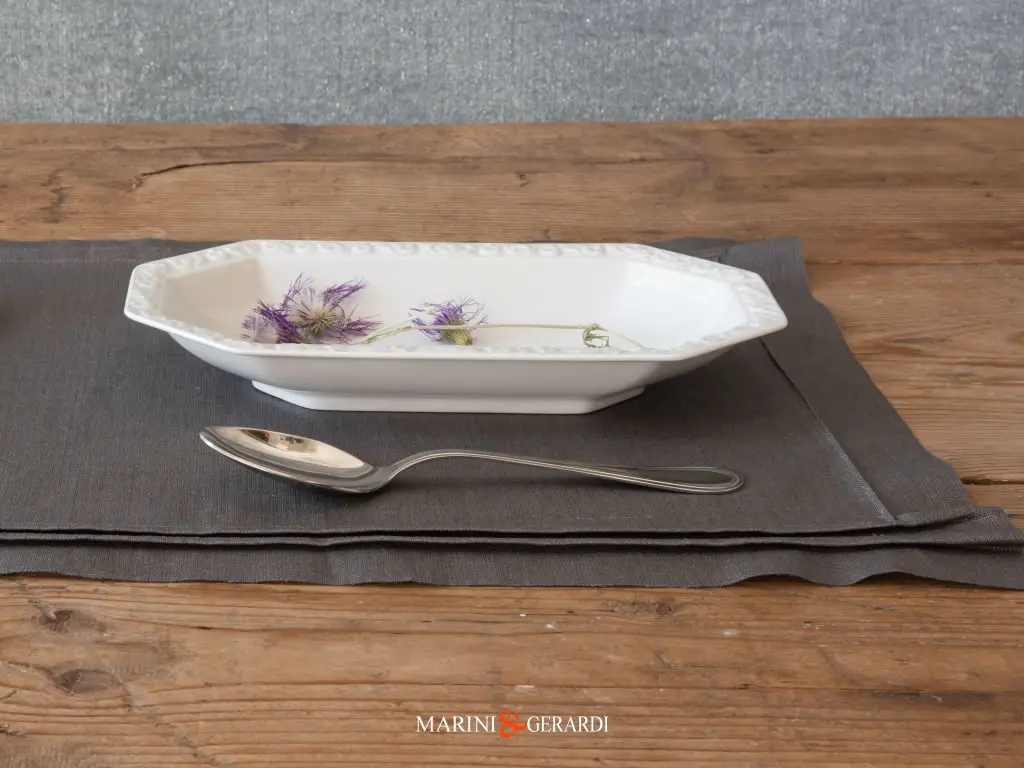 Tovaglietta Americana Colazione Antimacchia In Lino Plisse Grigio Antracite