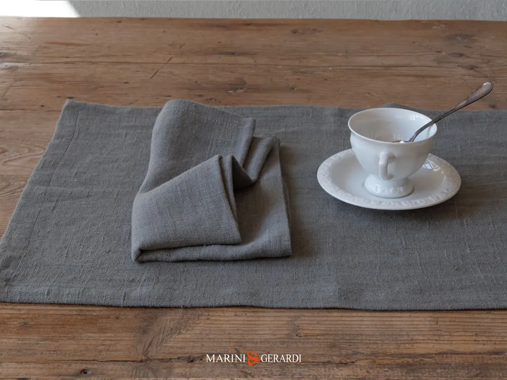 Tovagliette Colazione Tovaglioli In Lino Grigio Cenere