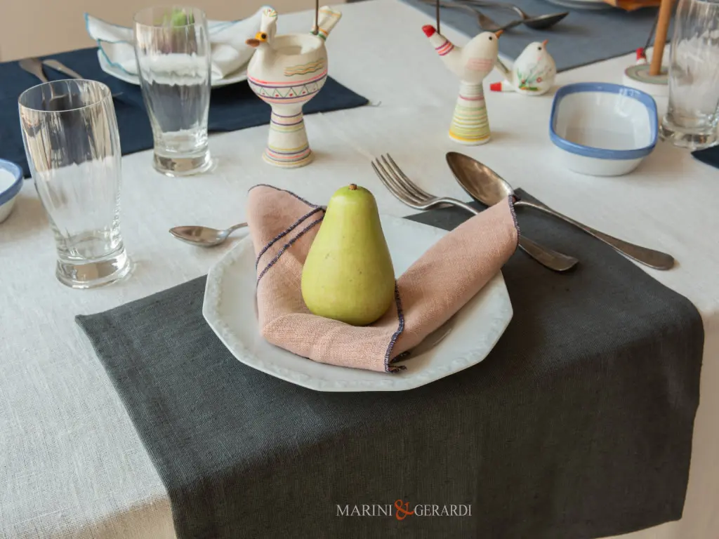 Tovaglioli grigio cenere tovagliette colazione in lino colorate