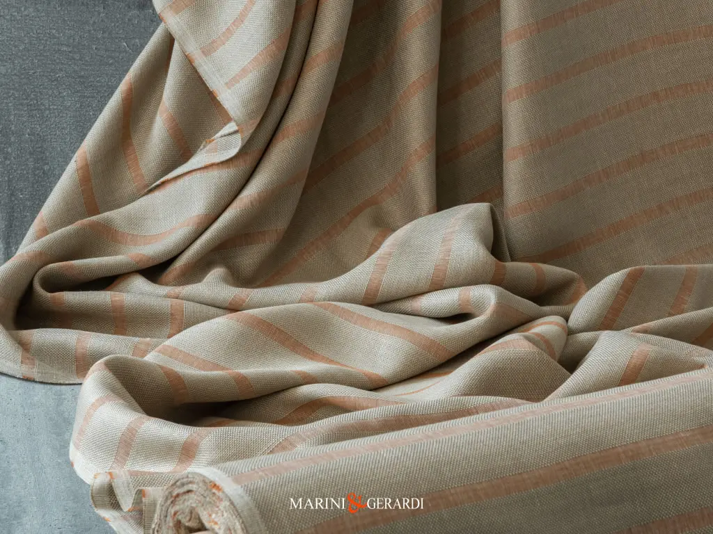 Tessuti Di Lino Arredo Casa A Righe Mattone FF342