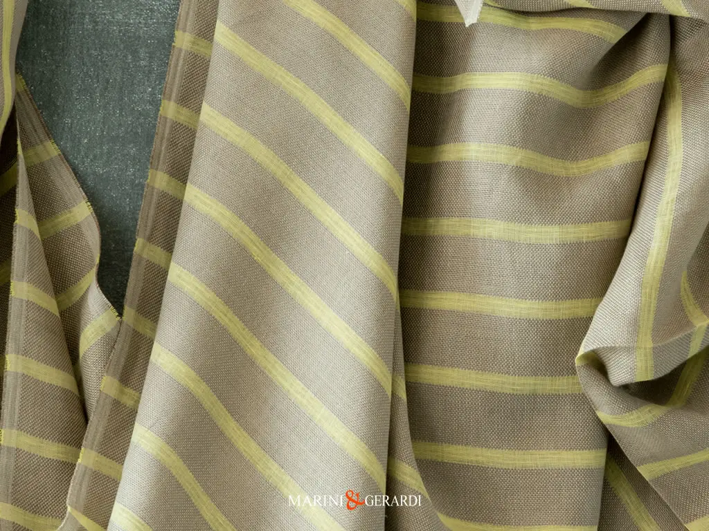 Tessuti Di Lino Arredo Casa Righe Giallo Canarino FF342 H. 335 cm