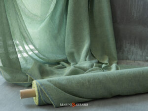 Tessuto Lino Stropicciato Verde Pistacchio Per Tende Di Lusso C39