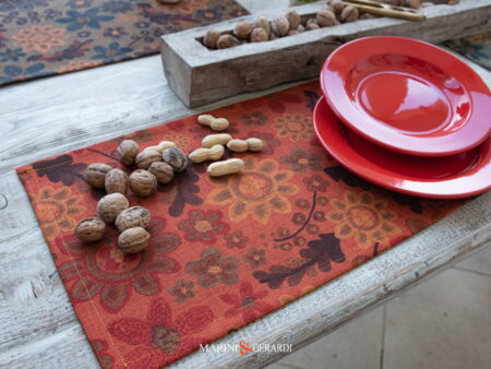 Tovagliette Americane Design Fiori Arancione Tavola Colazione