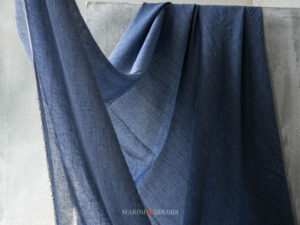 Tessuto per Tende in Lino Stropicciato Blu Jeans C07