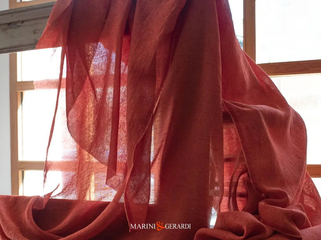 Tessuto Tende Lino Stropicciato Vermiglione E01
