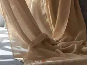 Tessuto Lino Stropicciato Verde Whisky Per Tende Interni B04