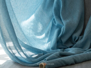 Tessuto Per Tende Filtrante Lino Stropicciato Turchese C38