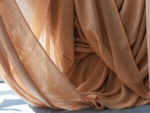 Tessuto Per Tende Interni Lino Stropicciato F06 Arancio Pastello