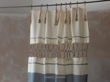 Fedra Tende Lino Avio Mantovana Top Con Inserti E Passamaneria