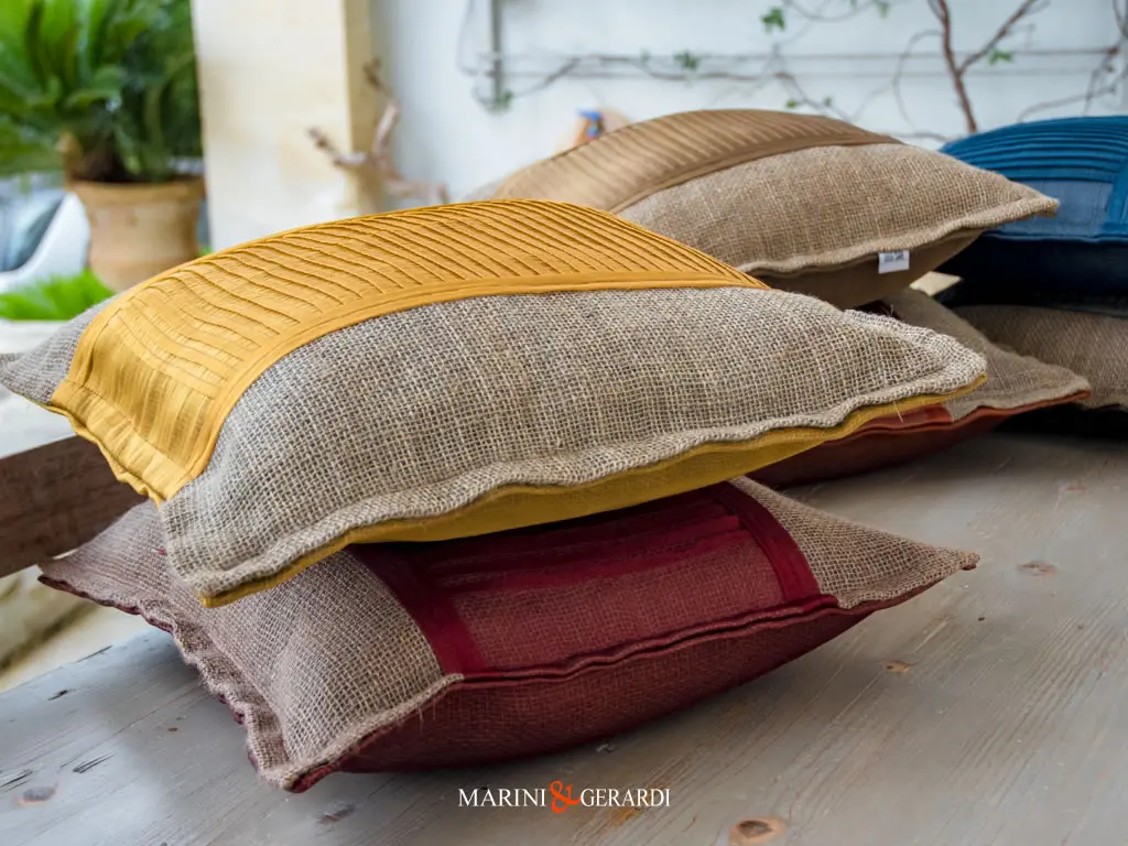 Cuscini Arredo 50x50 In Organza Juta Linguine