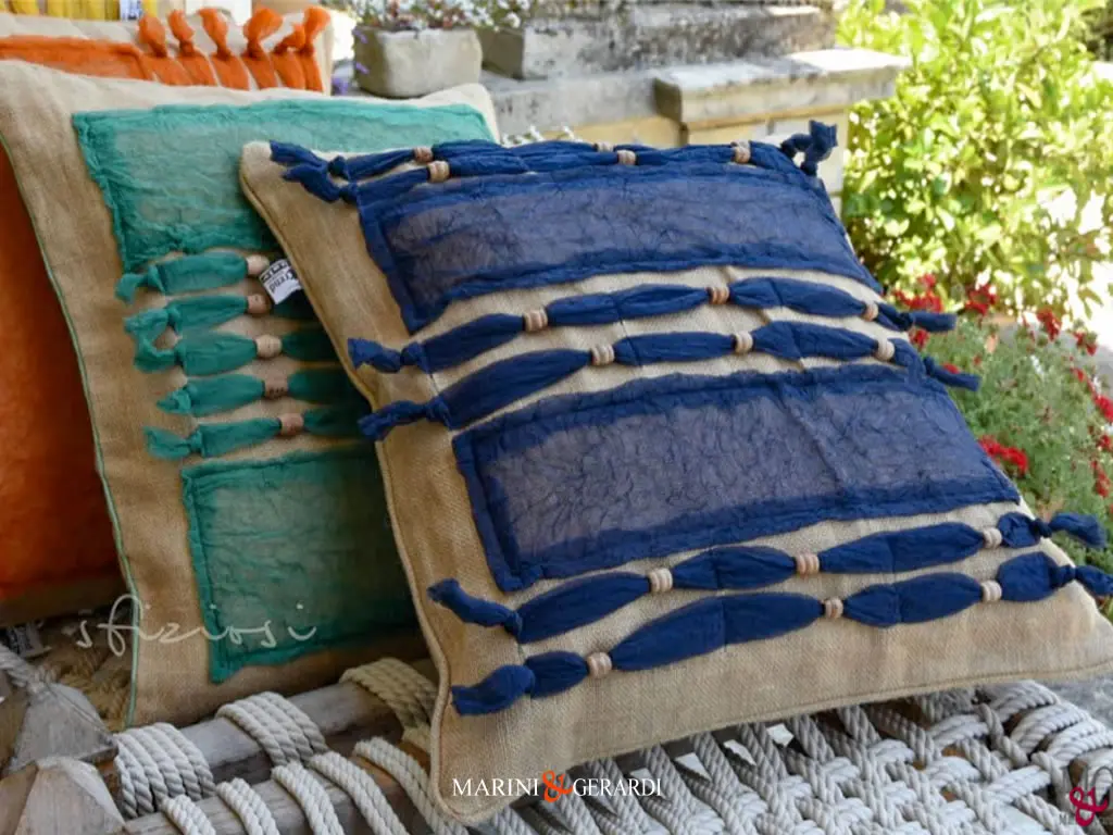 Cuscini Juta Organza Stropicciata Blu Sfiziosi