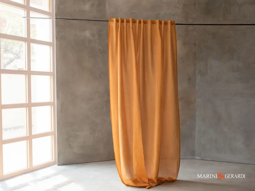 tenda soggiorno in lino arancio moderna originale