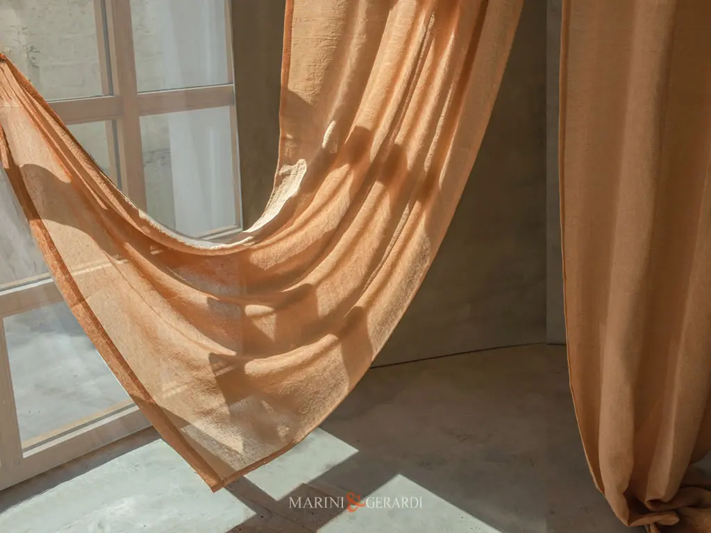 tenda soggiorno lino stropicciato madarino villa castelli