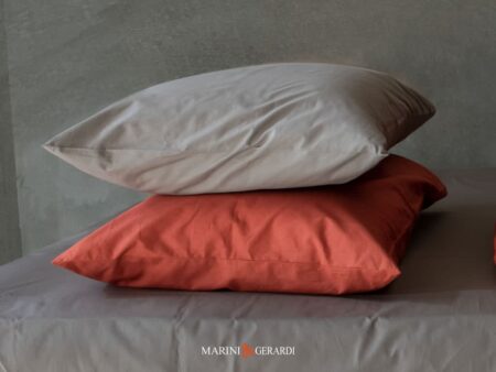 lenzuola percalle di cotone federe guanciali letto arancio argille