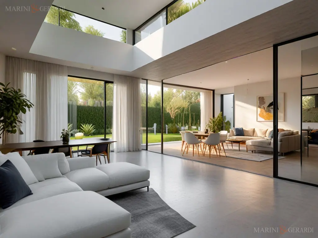 Tende moderne eleganti soggiorno moderno loft total white