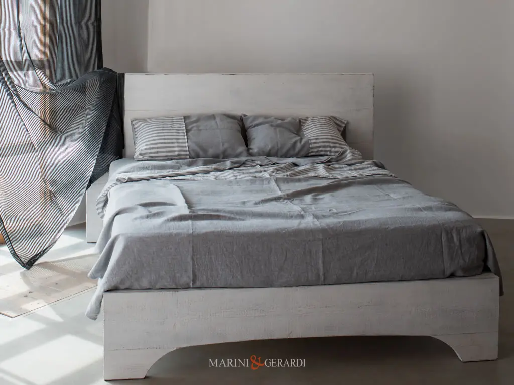 Biancheria Letto In Lino Applicazioni A Righe Per Lenzuola Copripiumino Cenere
